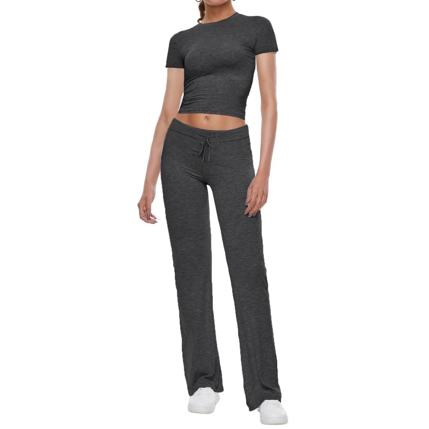 Solid Tee & Drawstring Trousers Set™️