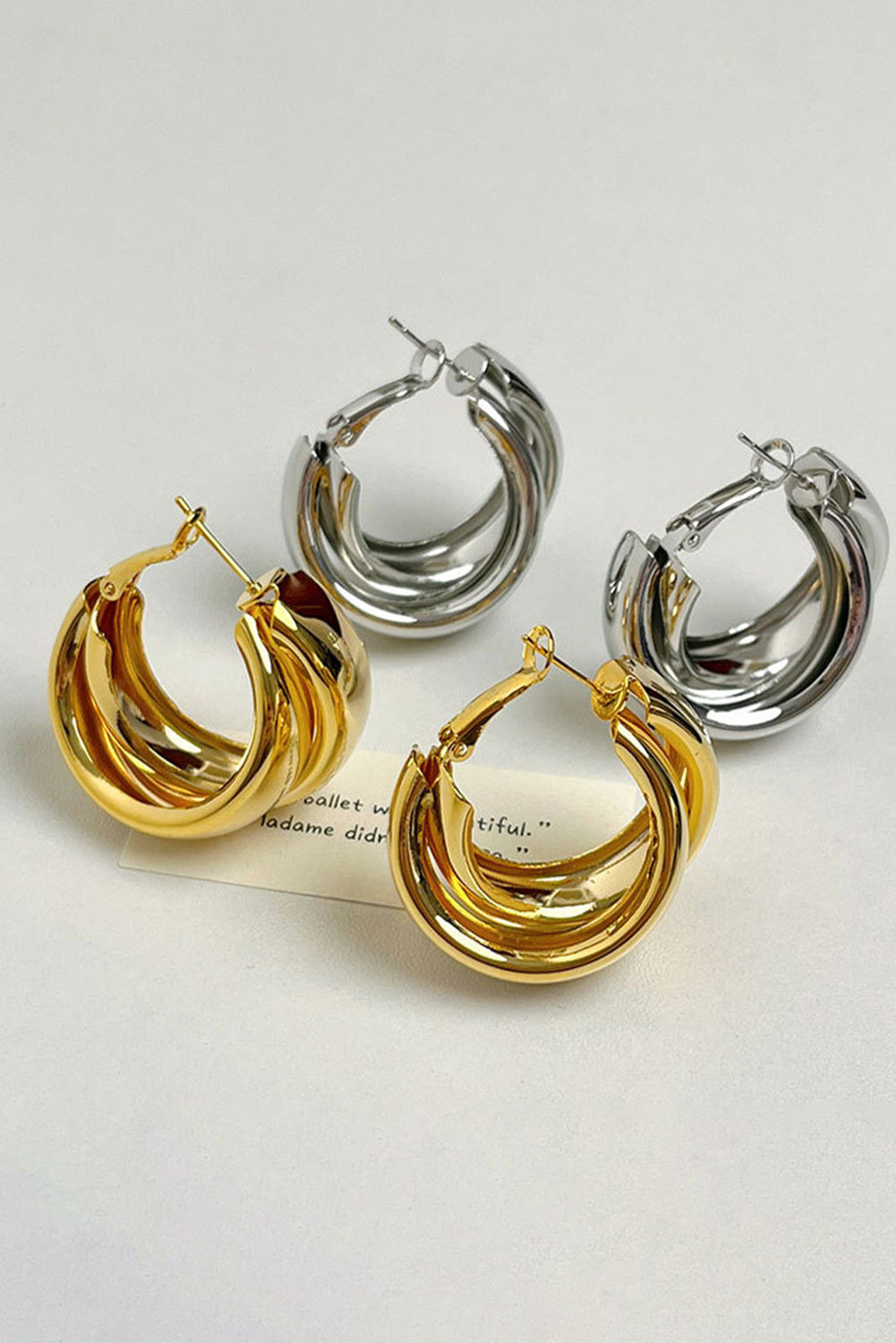 Gold Layered Hoop Dangle Earrings
