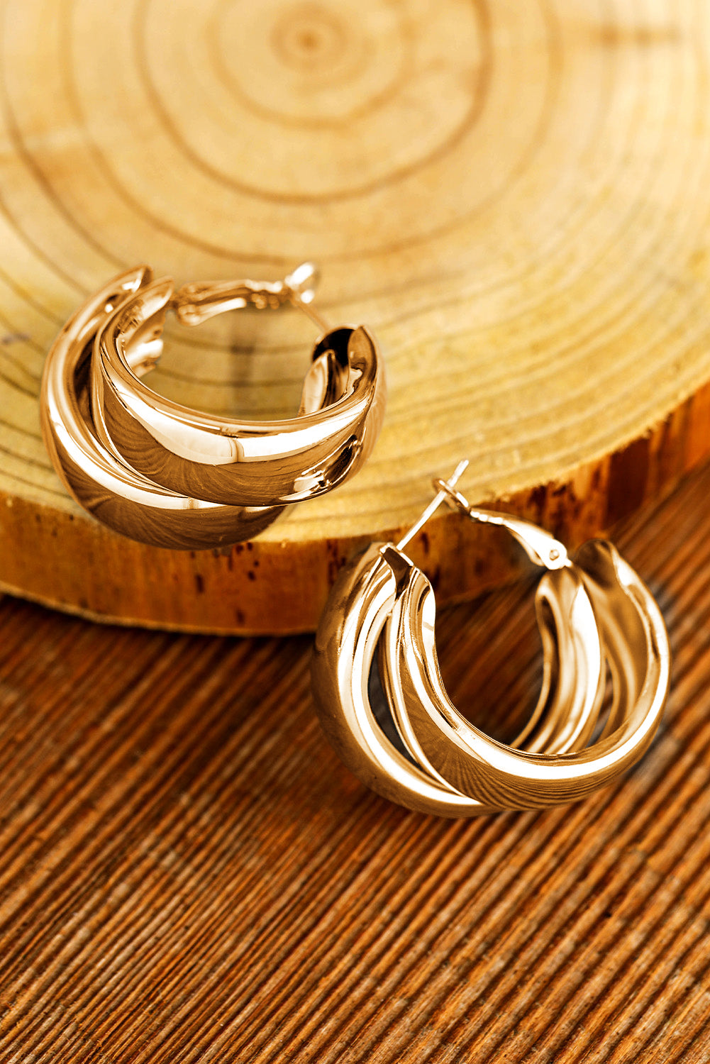 Gold Layered Hoop Dangle Earrings