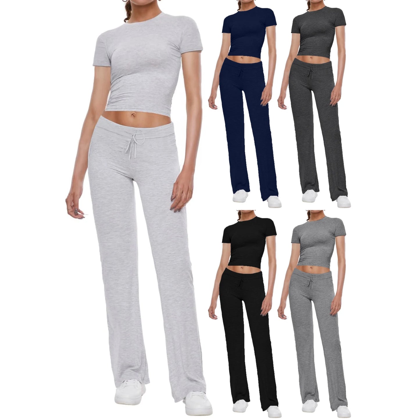 Solid Tee & Drawstring Trousers Set™️
