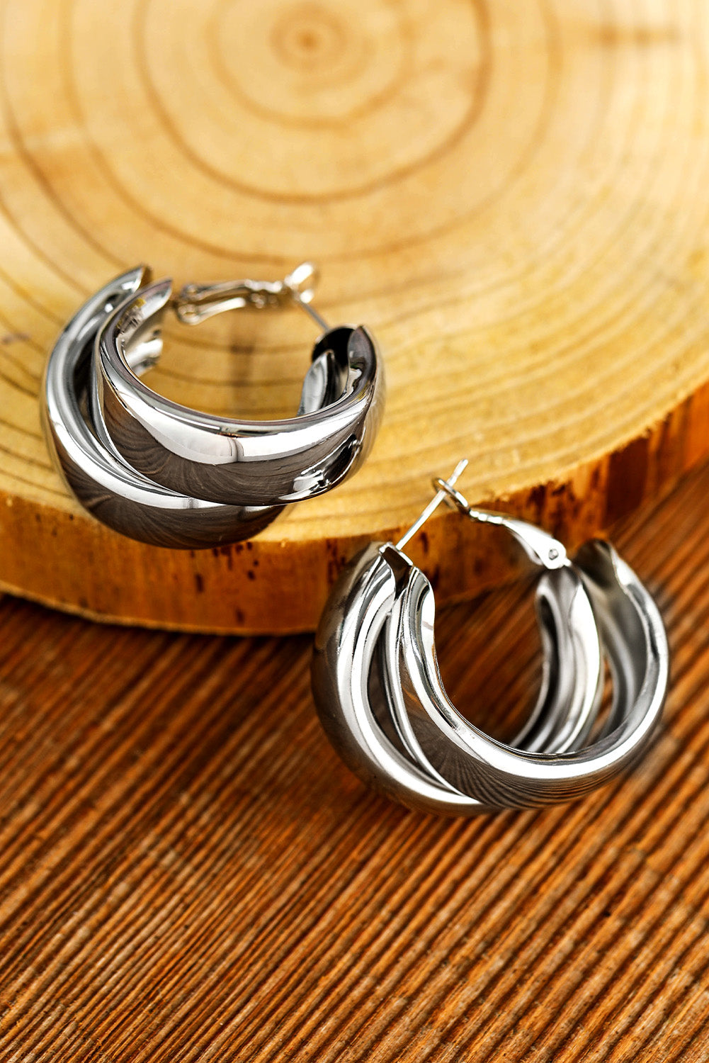 Gold Layered Hoop Dangle Earrings