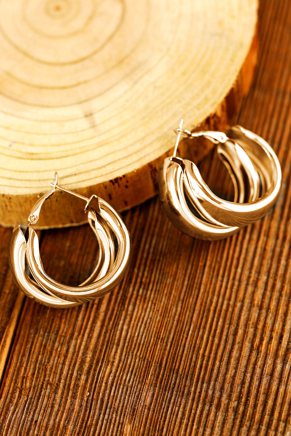 Gold Layered Hoop Dangle Earrings