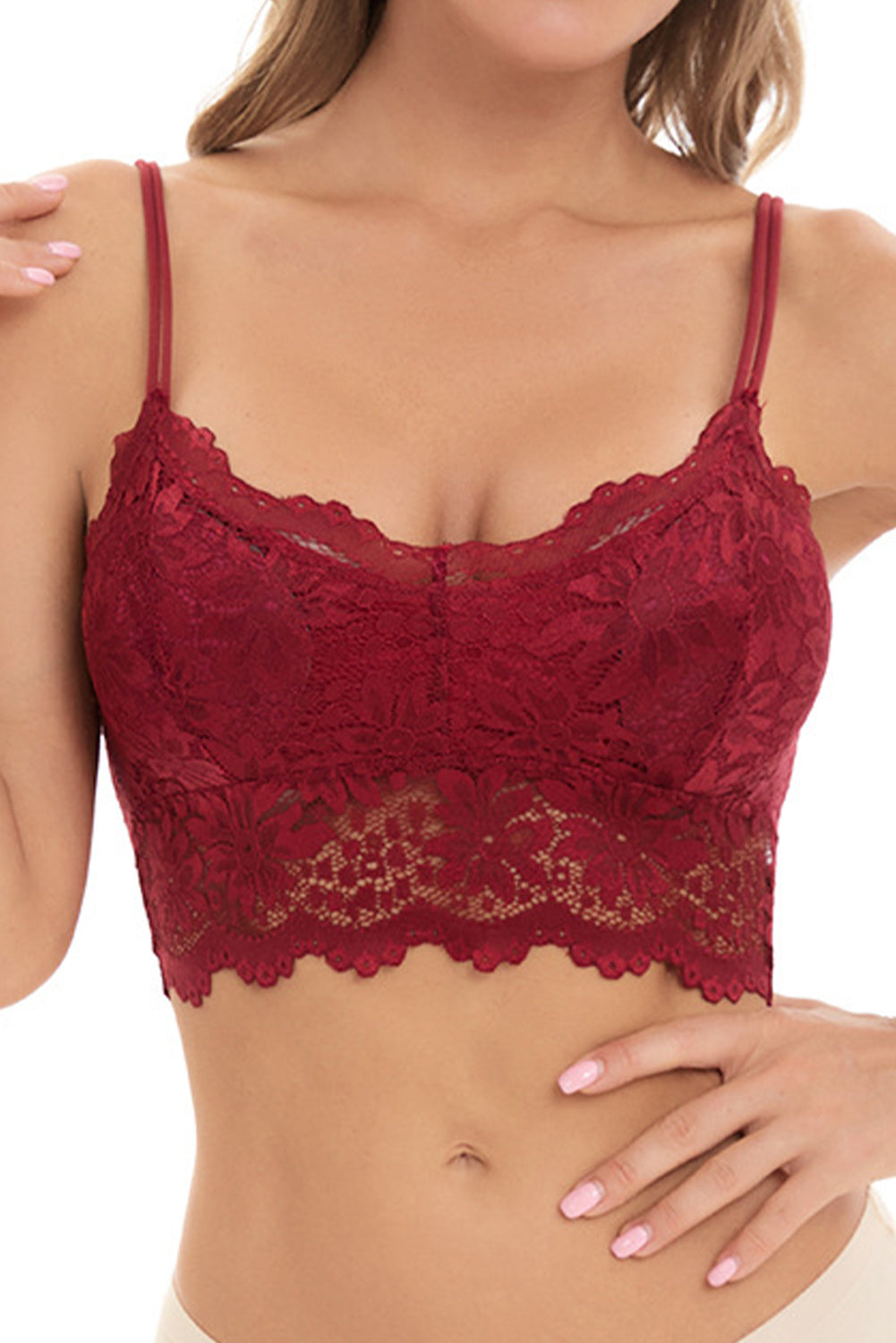 Red Dahlia Flower Lace Suspender Wrap Breast And Back Sports Bra