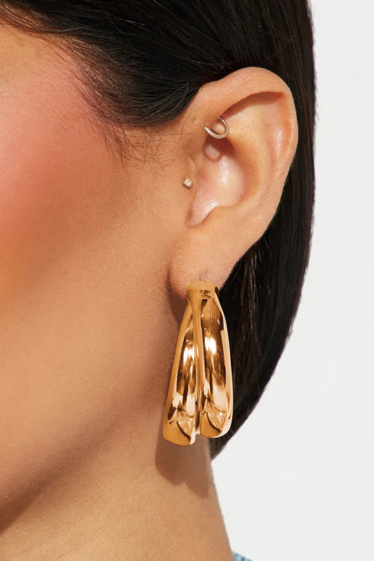 Gold Layered Hoop Dangle Earrings