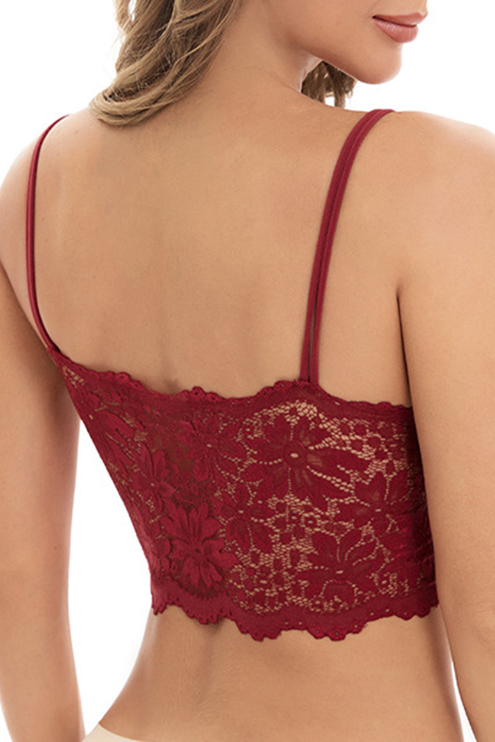 Red Dahlia Flower Lace Suspender Wrap Breast And Back Sports Bra